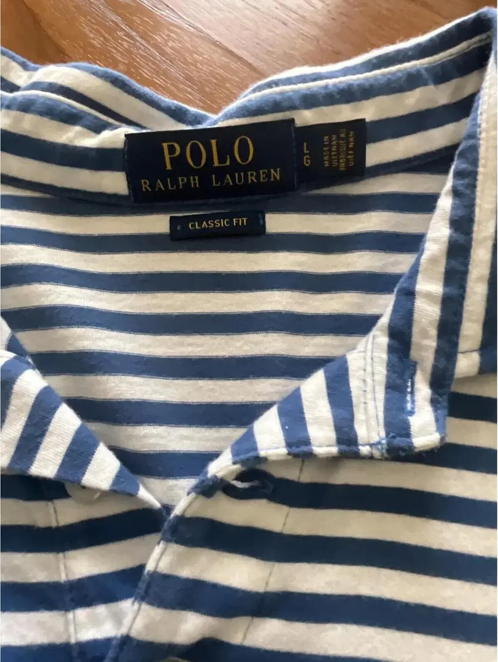 Polo Ralph Lauren Blue White Stripe Short Sleeve L